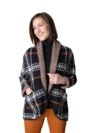 Women's Casual Habitat Cozy Cardi Modern Windowpane Black