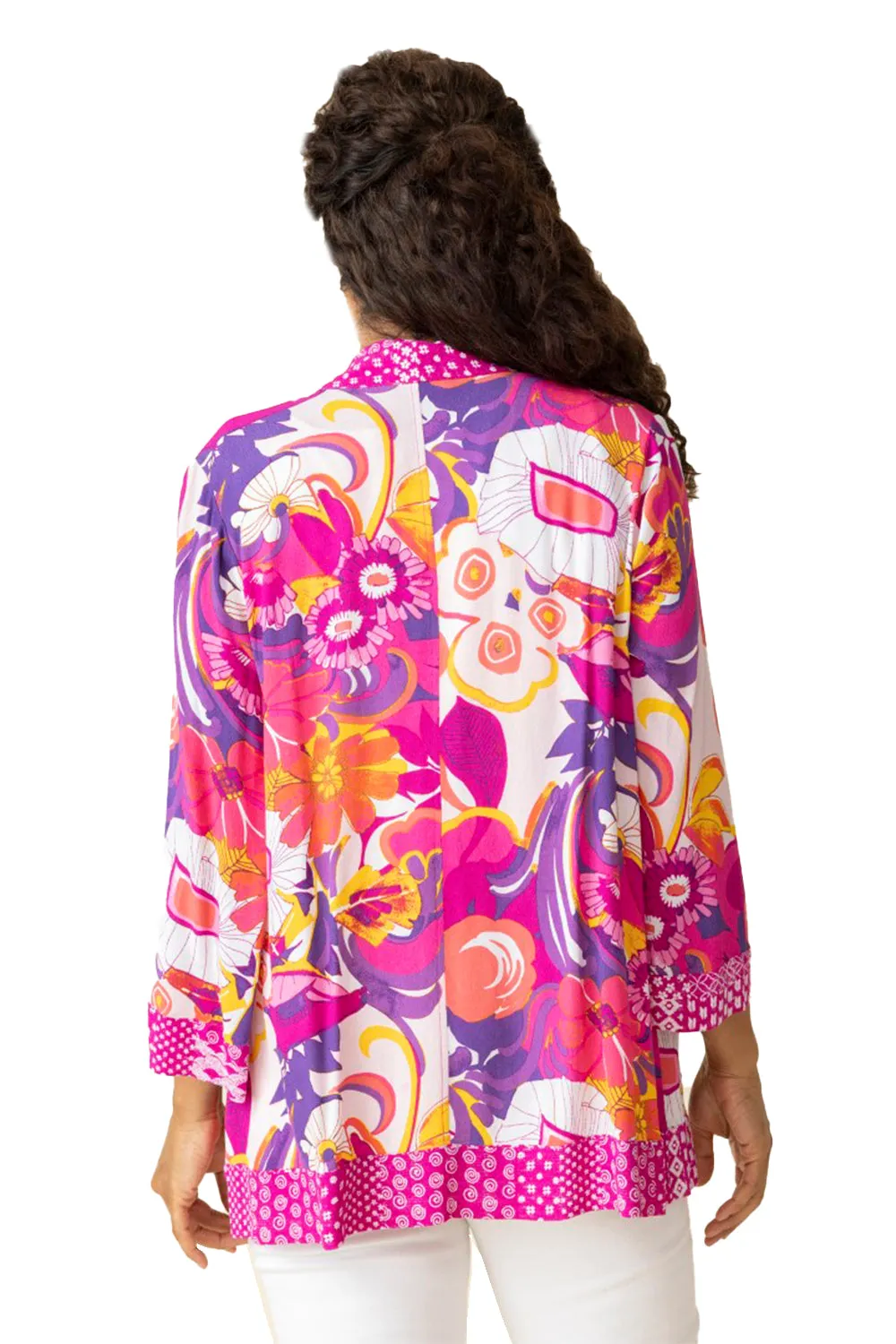 Women's Habitat Viscose Rayon Beach Mix Kimono Cover Up Fuchsia