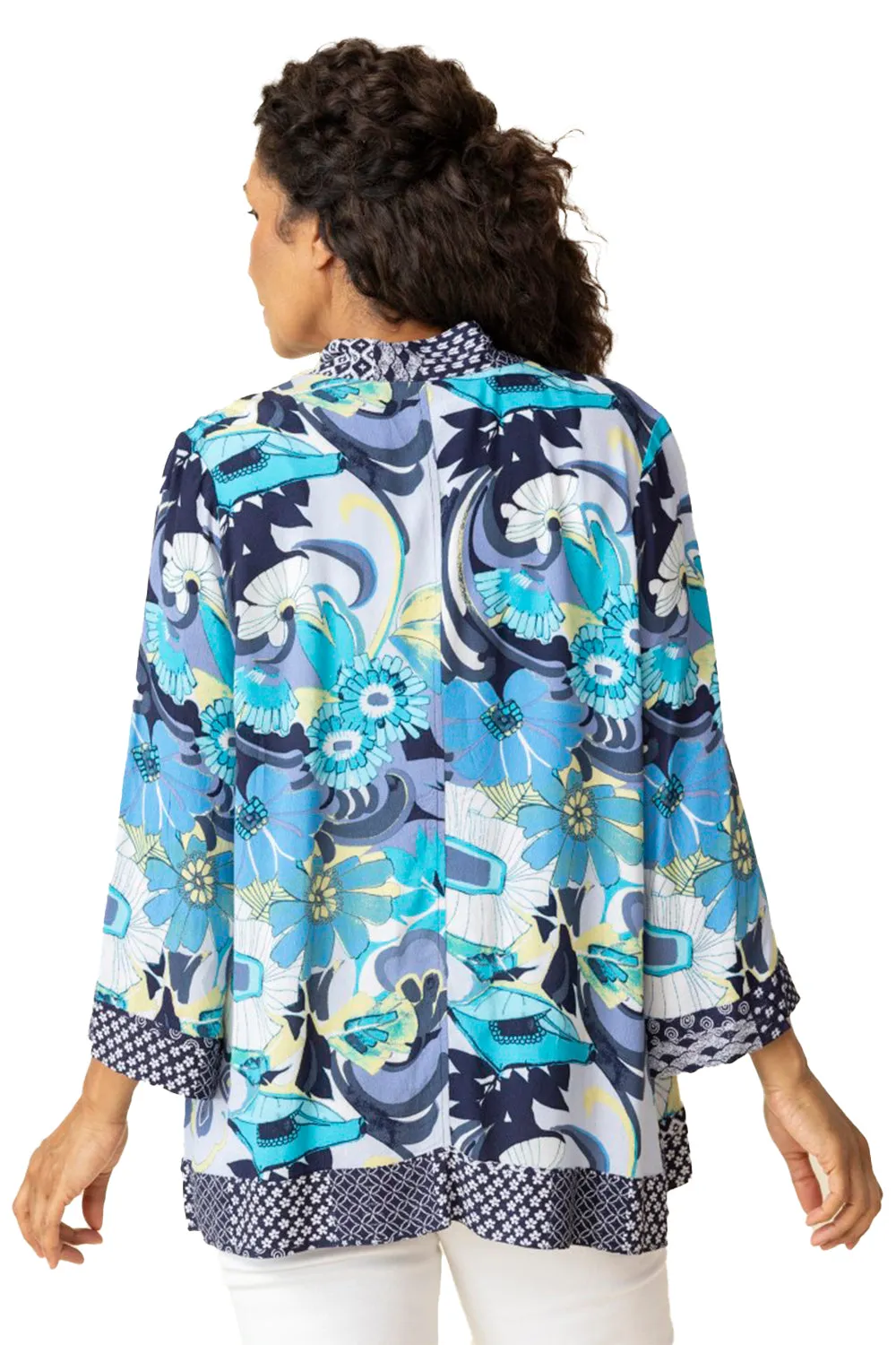 Women's Habitat Viscose Rayon Beach Mix Kimono Cover Up Indigo