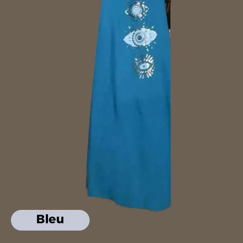 Women's Sleeveless Long Dress with Eye Print