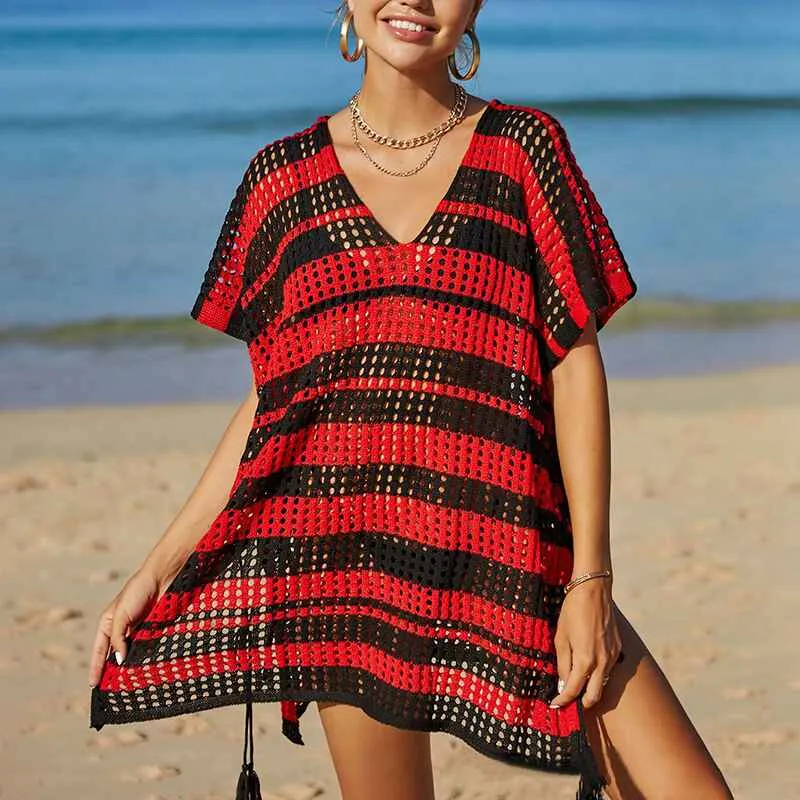 Womens Swimsuit Cover-Up Hollow Out Swimwear Beach Bathing Suit Bikini Coverups K511