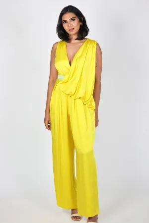 Yellow Drape Sleeveless Jumpsuit