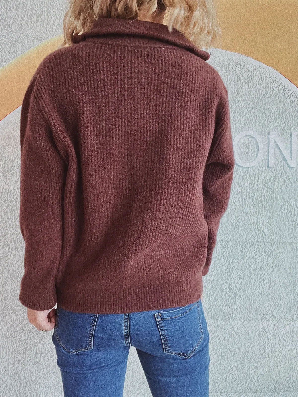 Zippered Cardigan Sweater for Women