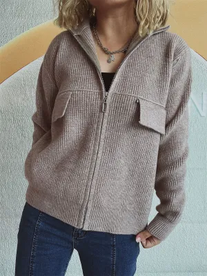 Zippered Cardigan Sweater for Women