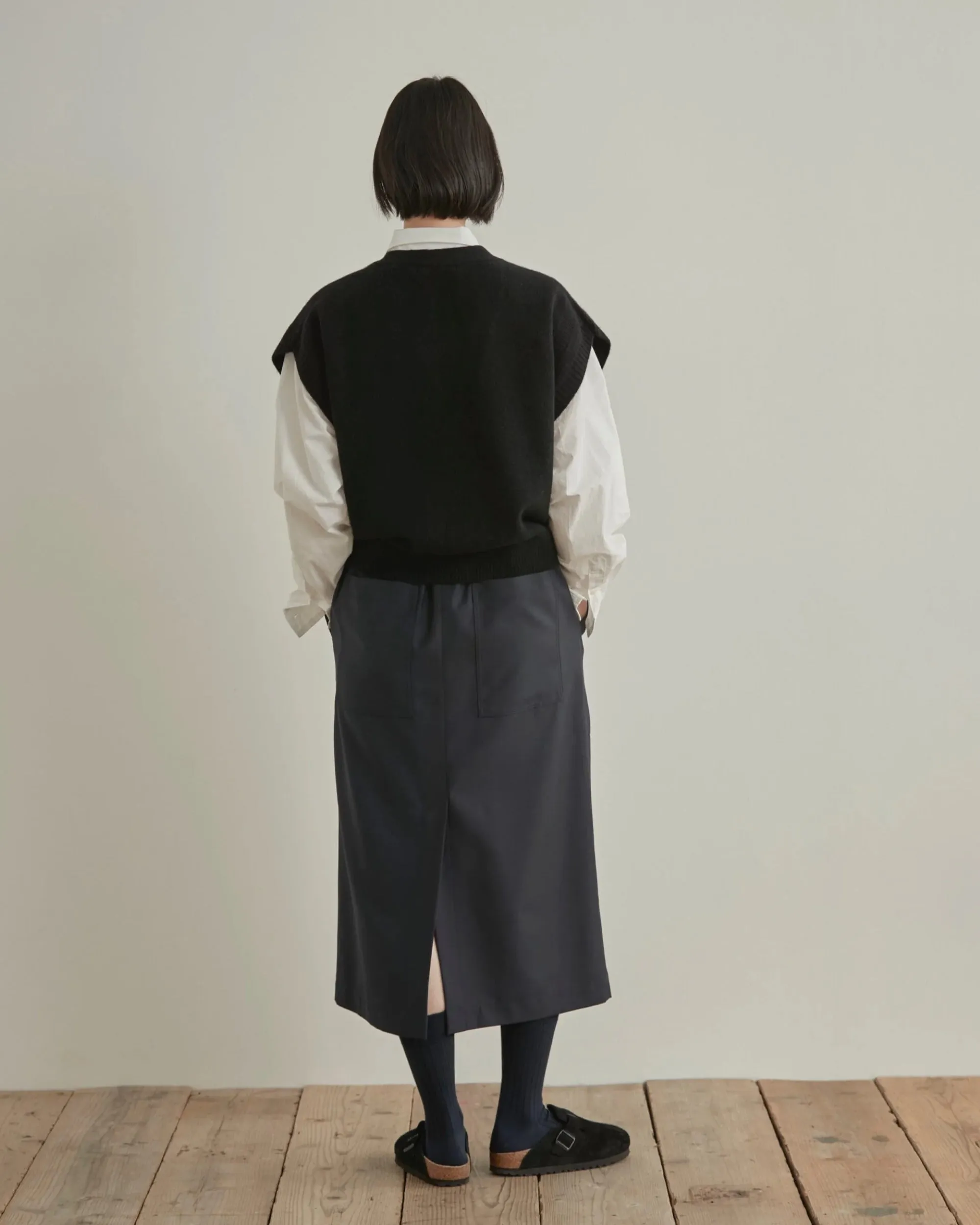 Zoe Wool V-Neck Black Vest