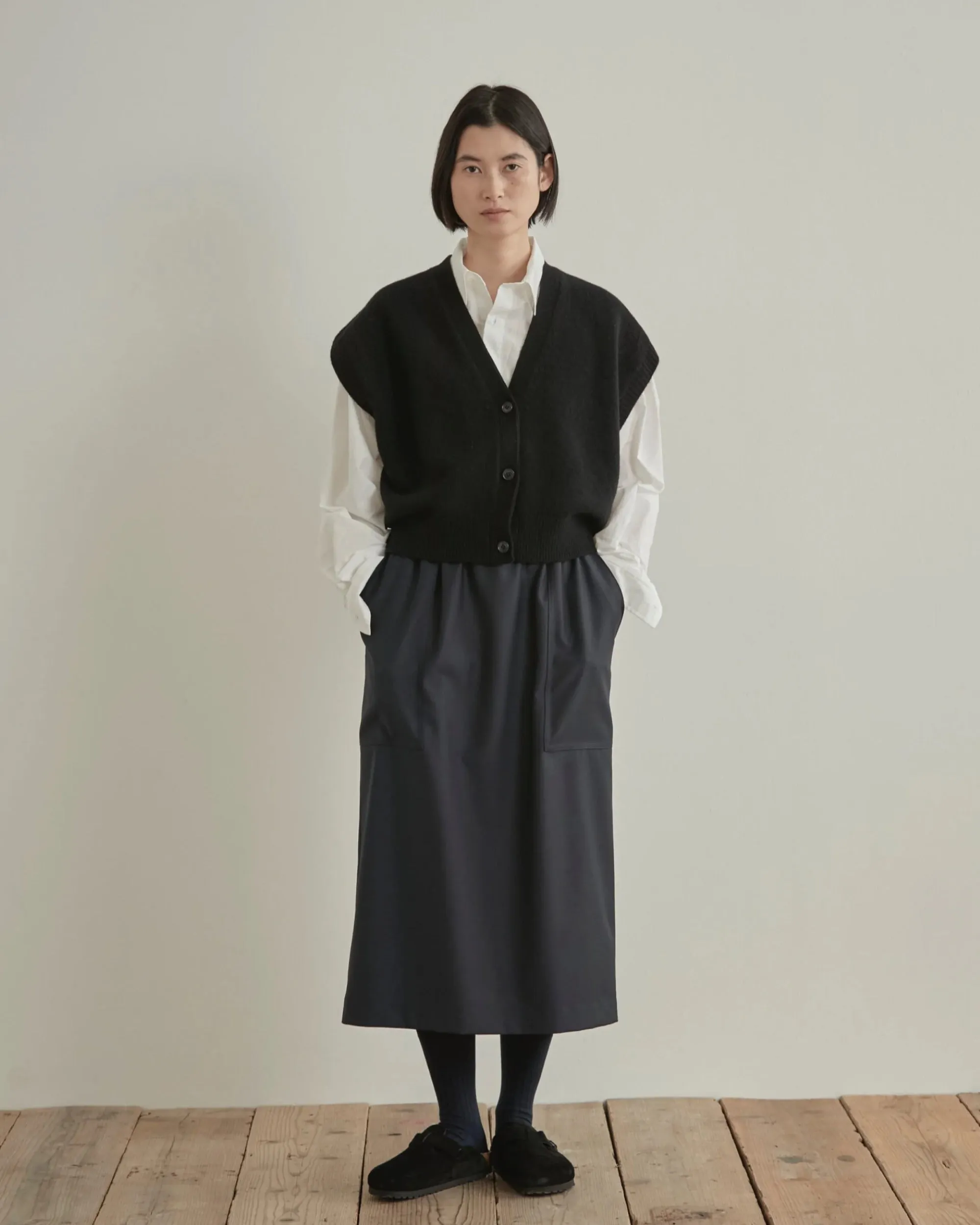 Zoe Wool V-Neck Black Vest